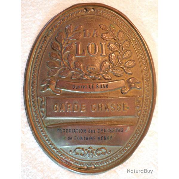 Plaque de garde chasse Fontaine Henry Calvados XIX LAN25GAR001