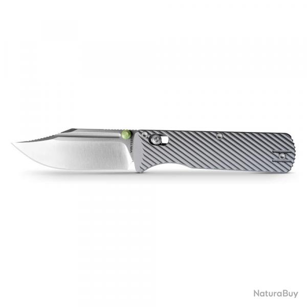 Couteau Vosteed Vombat Crossbar Lock Lame Bowie Acier M390 Satin Manche Aluminium Gray VOSA4101