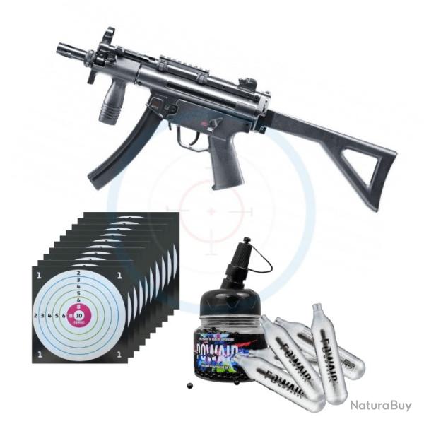 PISTOLET HECKLER & KOCH MP5 K-PDW BLACK CO2 CAL BB/4.5MM + CO2 + BILLES + CIBLES