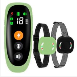 2x Colliers de Dressage Électronique pour Chiens Portée 800 m Étanche Anti-Aboiement Multi-Mode Vert