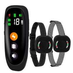 2x Colliers de Dressage Électronique pour Chiens Portée 800 m Étanche Anti-Aboiement Multi-Mode Noir