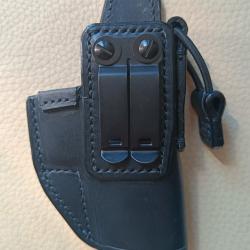 Holster IWB (Inside) Droitier, en cuir noir pour GLOCK 26