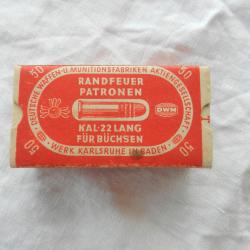 ancienne boîte de cartouches allemandes de collection cal.22LR Deutsche Waffen Munitions Fabrik 1920
