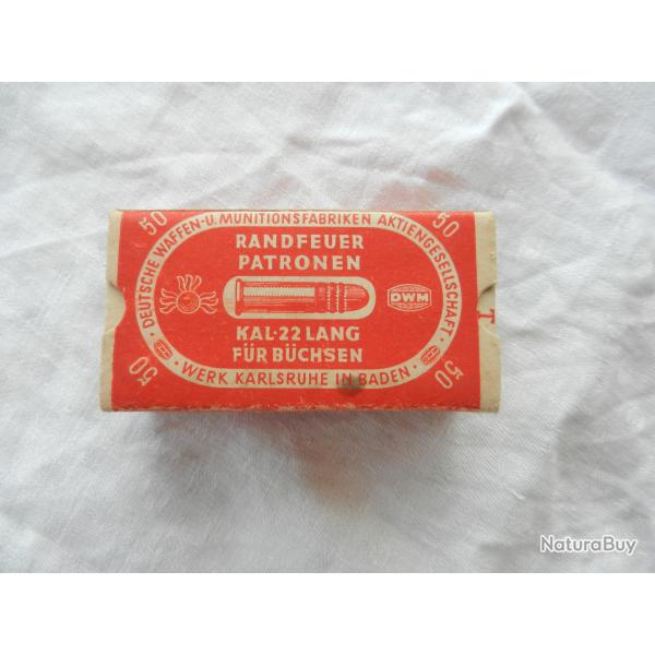 ancienne bote de cartouches allemandes de collection cal.22LR Deutsche Waffen Munitions Fabrik 1920