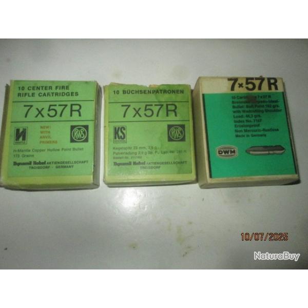 30 cartouches (balles) Cal 7x57R
