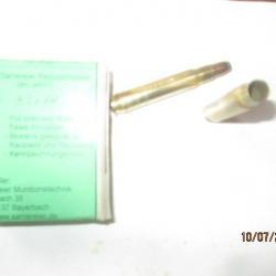 Très rare cartouches Cal 9.3x64 (douilles tournées ,pour tir reduit)