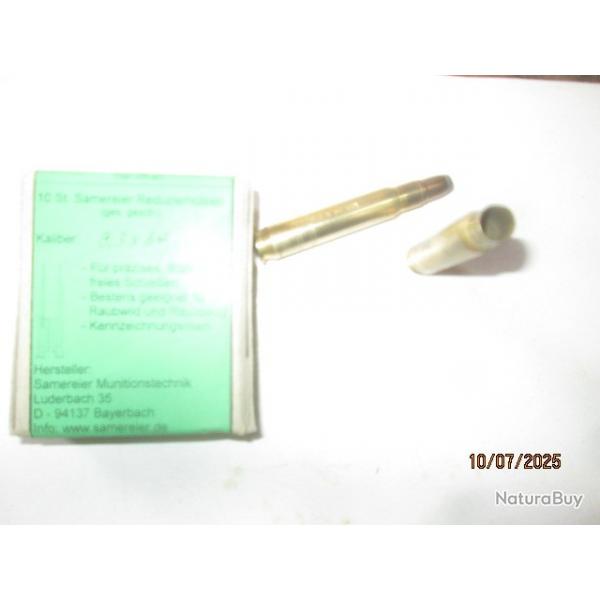 Trs rare cartouches Cal 9.3x64 (douilles tournes ,pour tir reduit)