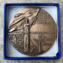 Médaille de table - Cinquantenaire 1918-1968,signée DELAMARRE + boîte