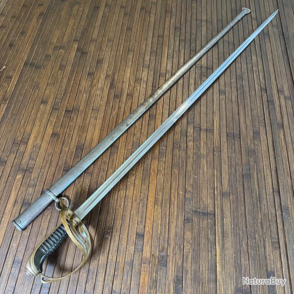 SABRE D'OFFICIER SUPRIEUR D'INFANTERIE 1882 G.BARRE PARIS GARDE EN BRONZE Troisime Rpublique.