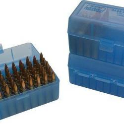 Boite de rangement MTM - RMLD - Cal: 300WSM/6,5PRC/45-70GOV - BLEU TRANSPARENT