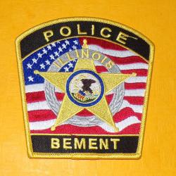 TISSU PATCH : POLICE BEMENT , ILLINOIS  , DIAMETRE 9 CM , BON ETAT VOIR PHOTOS . POUR TOUT RENSEIGNE