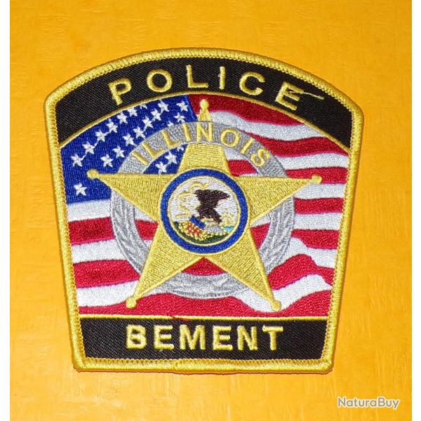 TISSU PATCH : POLICE BEMENT , ILLINOIS  , DIAMETRE 9CM , BON ETAT VOIR PHOTOS . POUR TOUT RENSEIGNE