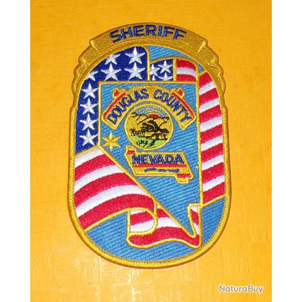 TISSU PATCH : SHERIFF DOUGLAS CITY , NEVADA , DIAMETRE 13CM , BON ETAT VOIR PHOTOS . POUR TOUT RENS
