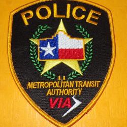 TISSU PATCH : POLICE METROPOLITAN TRANSIT AUTHORITY , VIA  , DIAMETRE 12 CM , BON ETAT VOIR PHOTOS .