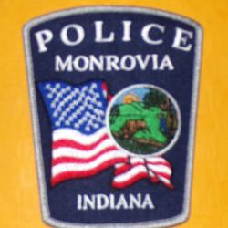 TISSU PATCH : POLICE MONROVIA INDIANA , DIAMETRE 11 CM , BON ETAT VOIR PHOTOS . POUR TOUT RENSEIGNEM