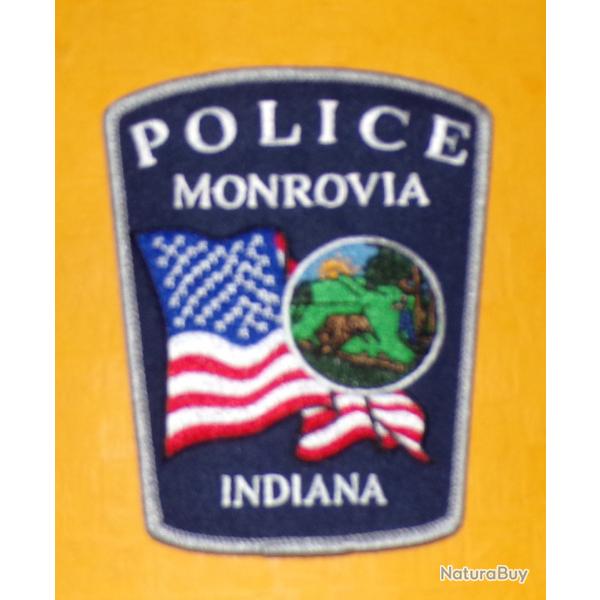 TISSU PATCH : POLICE MONROVIA INDIANA , DIAMETRE 11CM , BON ETAT VOIR PHOTOS . POUR TOUT RENSEIGNEM