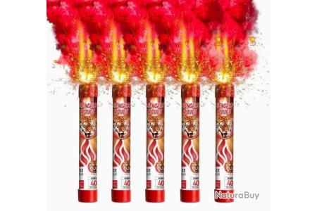 Fumigènes Flamme Bengale Rouge - Lot De 5 - Durée 40s - Catégorie F1 Pour Événements Et Supporters