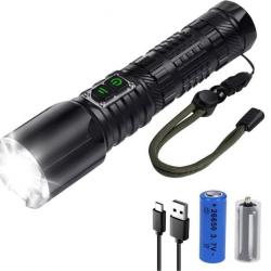 Lampe Torche LED 10000 Lumens Ultra Puissante 5000mAh Batterie Tactique XHP70.2 Étanche IP67