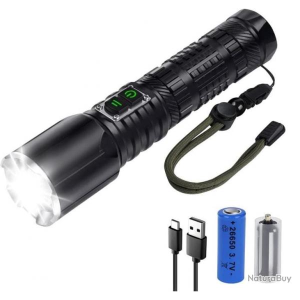 Lampe Torche LED 10000 Lumens Ultra Puissante 5000mAh Batterie Tactique XHP70.2 tanche IP67