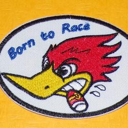 TISSU PATCH : MISTER HORSEPOWER , BORN TO RACE , LONGUEUR 9 CM , BON ETAT VOIR PHOTOS . POUR TOUT RE