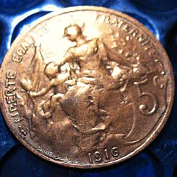 France 5 centimes 1916 bronze D.Dupuis ttb