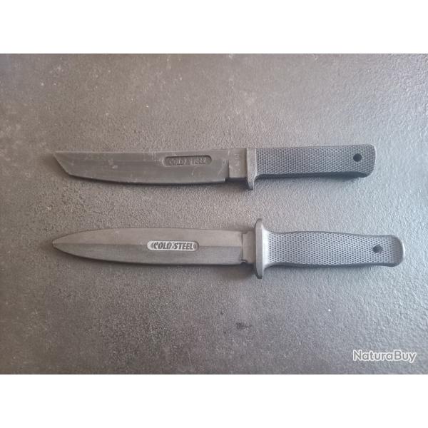 2 couteaux training polymre noir pour sport de combats cold steel