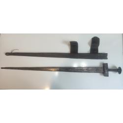 Tabouka - épée tribale nord-africaine XVIIIe/XIXe - 96 cm - fourreau cuir