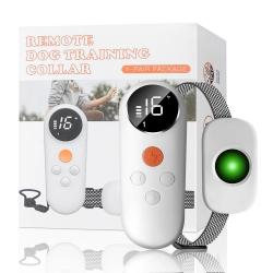 Collier Dressage Intelligent pour Chien Bip Vibration Choc Étanche Télécommande Rechargeable Blanc