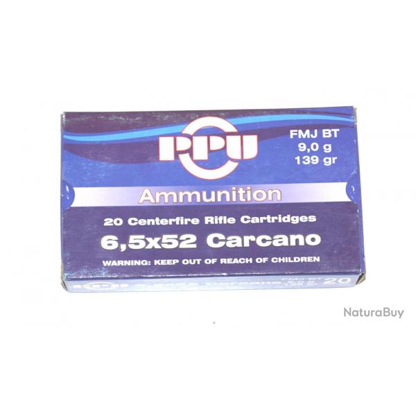 Boite de 20  munitions 6.5x52 carcano ogive FMJBT 139Gr
