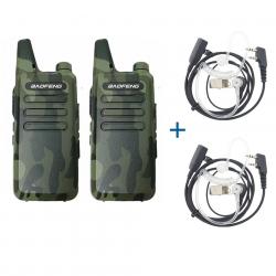 2x TALKIES-WALKIES BAOFENG T20 + 2 ECOUTEURS TRANSPARENTS - CAMO - LIVRAISON GRATUITE
