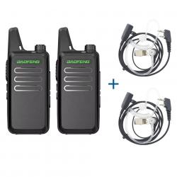 2x TALKIES-WALKIES BAOFENG T20 + 2 ECOUTEURS TRANSPARENTS - NOIR - LIVRAISON GRATUITE