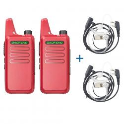 2x TALKIES-WALKIES BAOFENG T20 + 2 ECOUTEURS TRANSPARENTS - ROUGE - LIVRAISON GRATUITE