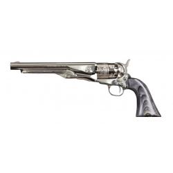Revolver à Poudre Noire Pietta 1860 Army Nickelé Gravé "CASN44/LBG" cal.44