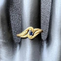 Bague en or massif 18 carats - topaze bleu - taille 54
