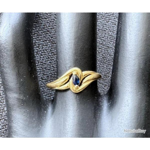 Bague en or massif 18 carats - topaze bleu - taille 54
