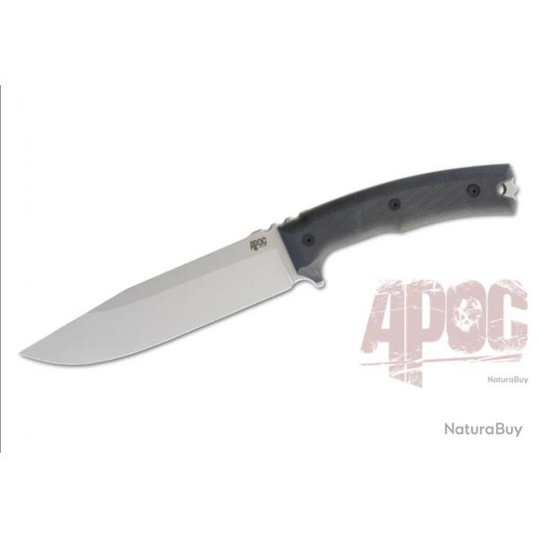 Couteau APOC Demko Bowie Lame Acier D2 Revtue Titane Manche G10 Noir Etui Kydex DRK40021