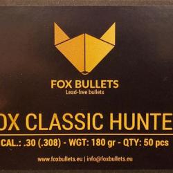 Ogives Sans Plomb Monolithiques FOX CLASSIC HUNTER cal.308 (7.62mm) 130gr - Boite de 50 unités