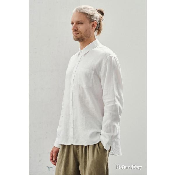 Chemise en pur lin pour homme blanc  S-M (small medium)