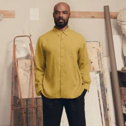 Chemise en pur lin pour homme 2XL jaune soleil