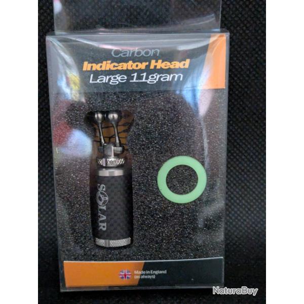 SOLAR TACKLE INDICATOR HEAD 11 grs/ Carbon .+ offert indicator interchangeable end caps rouge.