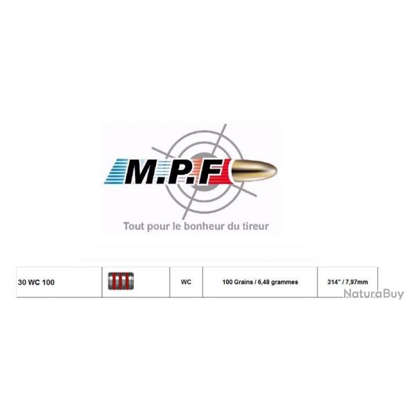 Ogives plomb MPF 32 WC 100 Gr  314 par 1000 en port gratuit