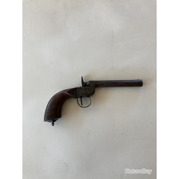 Pistolet de tir de salonGenre FLOBERT.   XIXSicle.  Fonctionnel