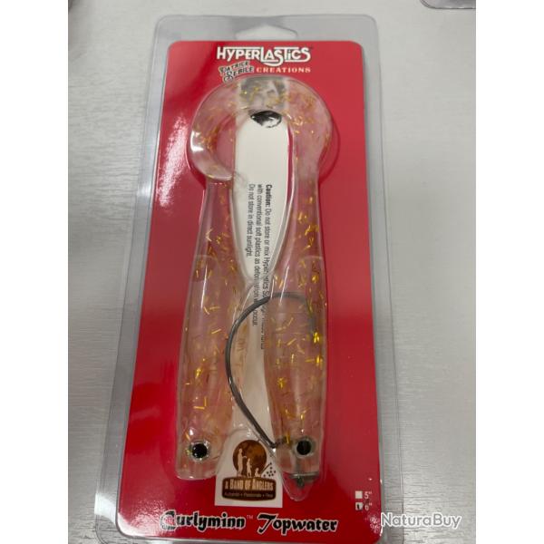 !! OPE -70%!! LEURRE HYPERLASTICS CURLYMINN TOPWATER 6'col CLEAR GOLD