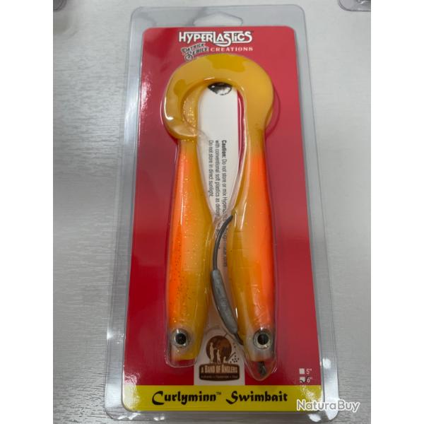 !! OPE -70%!! LEURRE HYPERLASTICS CURLYMINN SWIMBAIT 6'col SUNSET