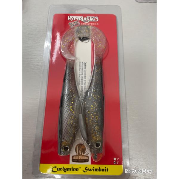 !! OPE -70%!! LEURRE HYPERLASTICS CURLYMINN SWIMBAIT 6'col BKS
