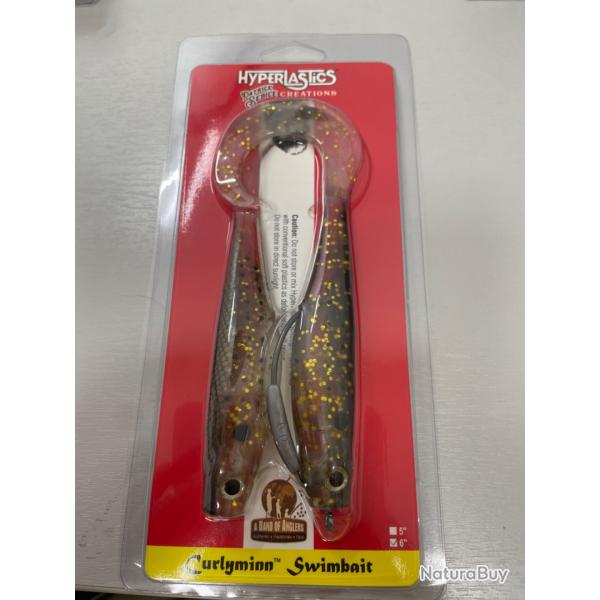 !! OPE -70%!! LEURRE HYPERLASTICS CURLYMINN SWIMBAIT 6'col BUNKER
