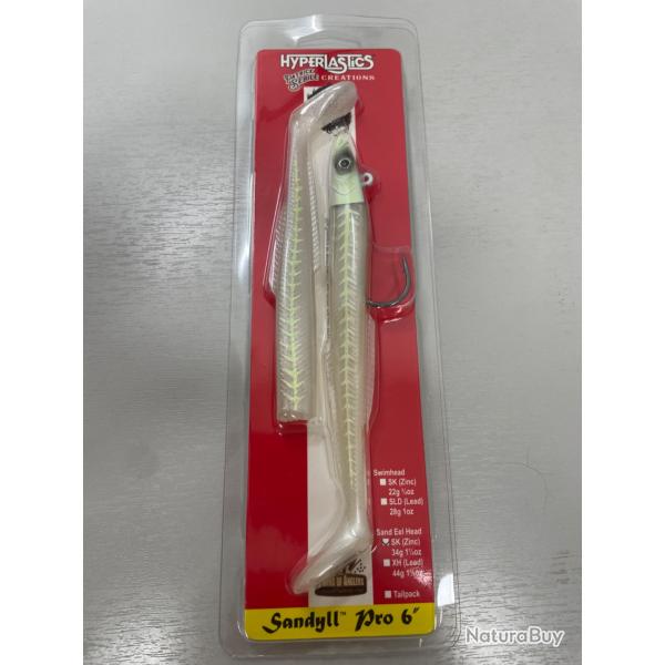 !! OPE -70%!! LEURRE HYPERLASTICS SANDYLL PRO 6' col white GHOST 34gr