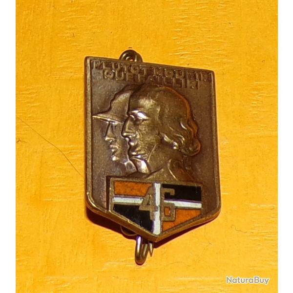 46 Rgiment d'Infanterie, rsine, 2 ttes, dos guilloch , cu avec 2 ttes d'hommes drapeau orange