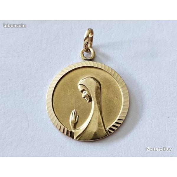 Ancienne mdaille or massif 14 carats - Marie - catholique - Chrtien - pendentif