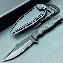 Couteau Tactical Chasse WithArmour Clip Point Lame Fixe Acier Inox Manche ABS Étui Plastique
